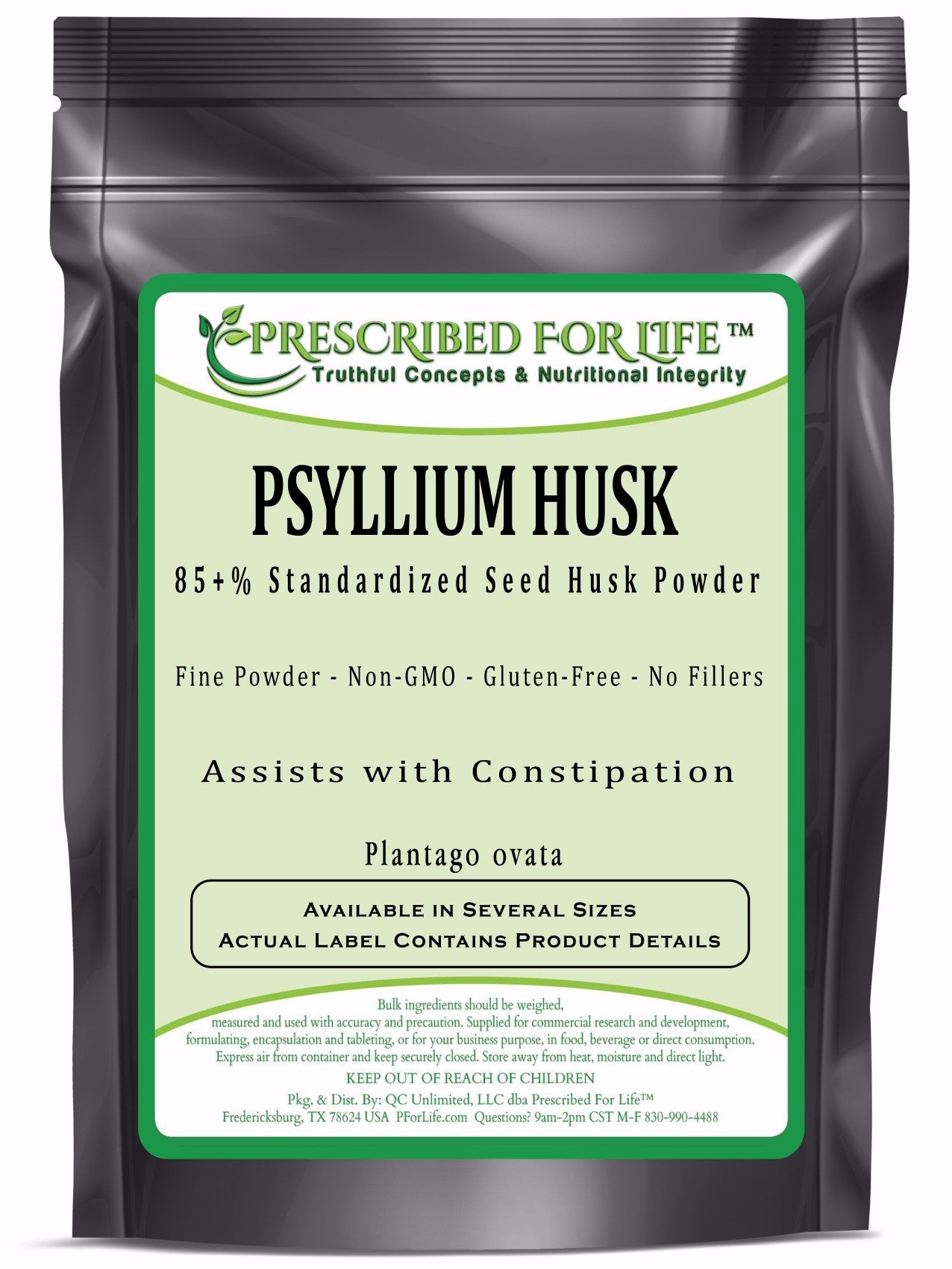 Psyllium - Natural Non-GMO Seed Husk Powder (Plantago ovata) - 85% Husk