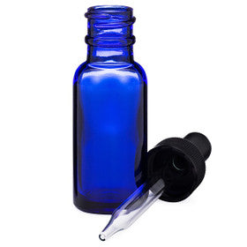 Cobalt Blue Glass Dropper Bottle - Boston Round Style with Child-Proof Glass Dropper Top, 2 oz