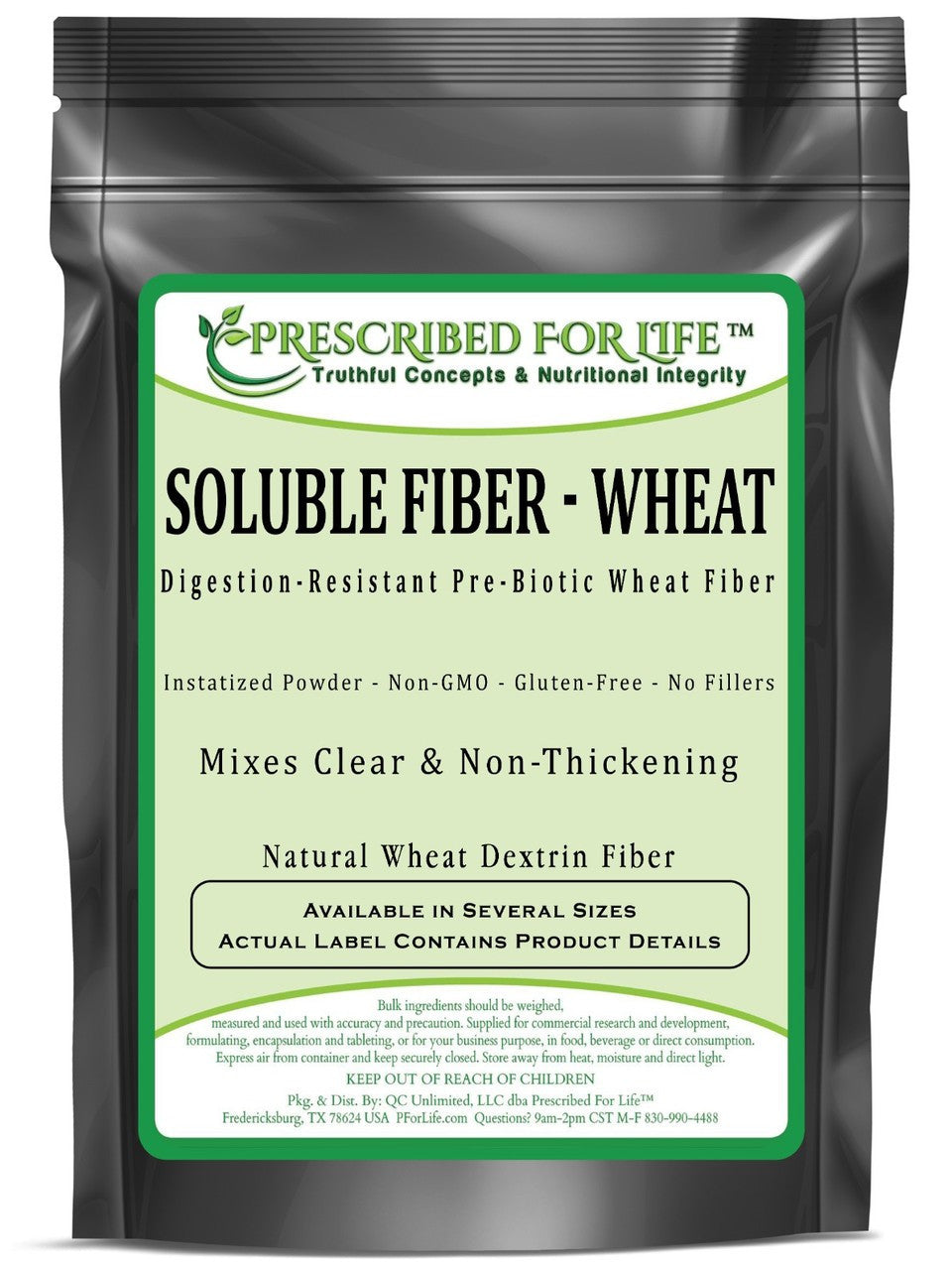 Fiber (Wheat) - Soluble Non-GMO Digestion-Resistant Pre-Biotic Wheat Fiber - Natural Instatized Powder